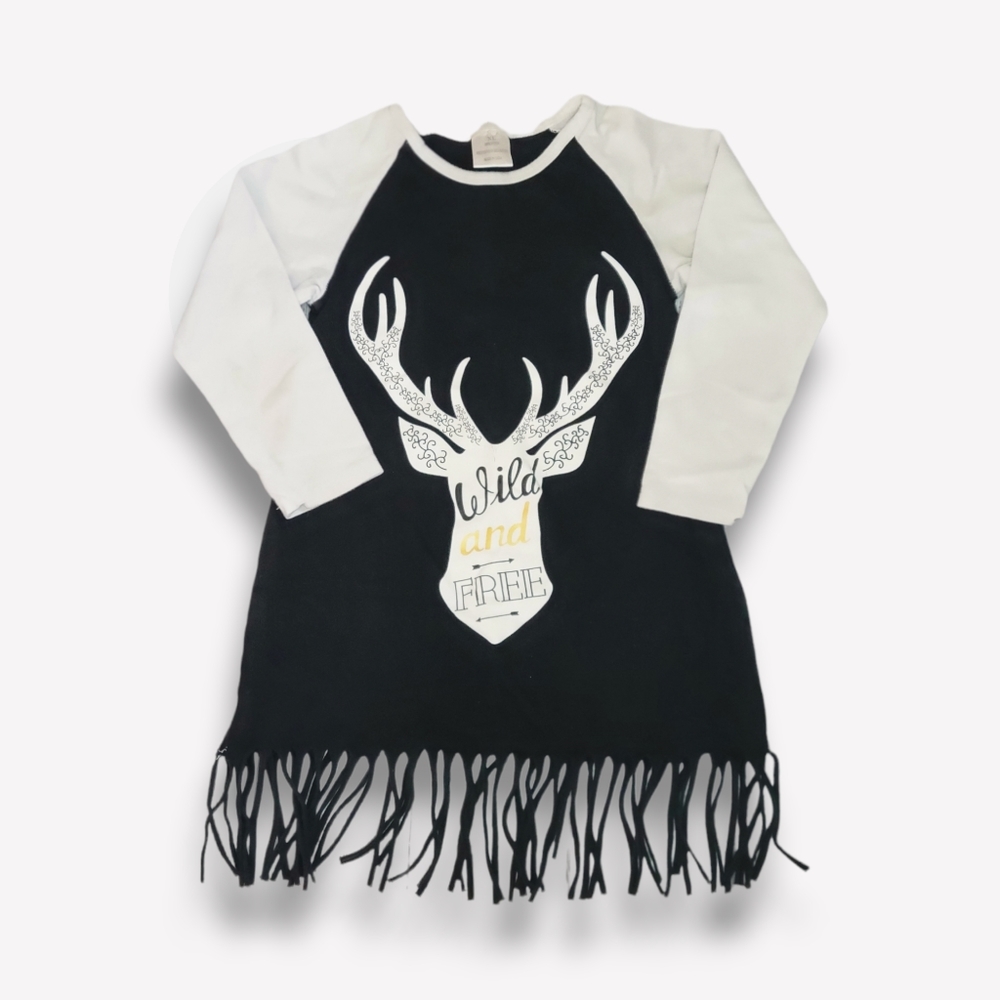 Girls' 6 boutique shirt with fringe "wild and free"